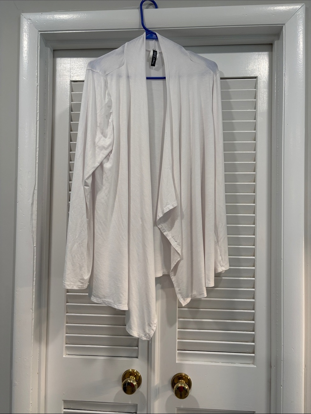 Rags and Couture White Open Drape Front Cardigan